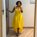 Women Clothing Spring Sweet Fresh Solid Color Camisole High Waist Skirt Two Piece Sets