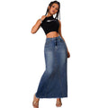 Women Clothing Denim Fringed Sheath Fishtail High Waist Skirt