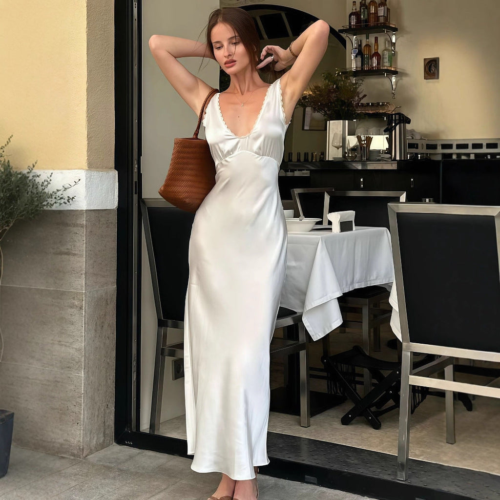 Damenbekleidung Sommer Französisch Entry Lux High Sense Anmutig Modisch Ärmelloses Enges Kleid