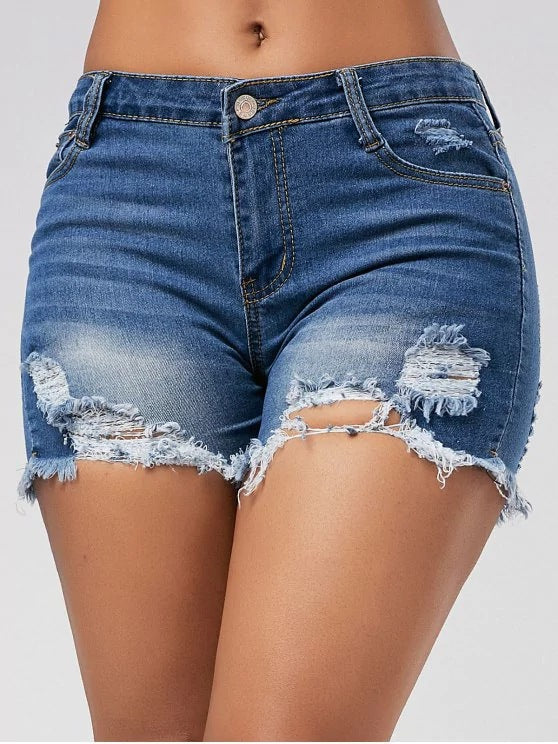 Supply Ripped Horsetail Tassel Denim Shorts Women