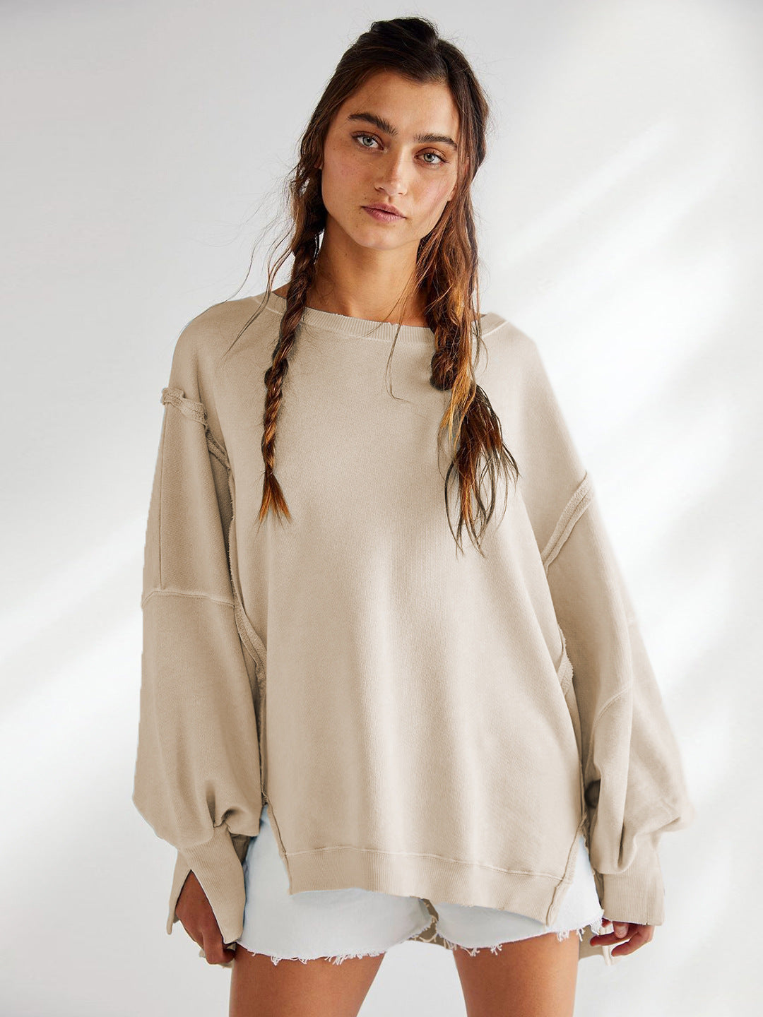 Rundhals-Sweatshirt Damen Bekleidungsmarke Sport-Unterziehshirt T-Shirt Strickwaren Langarm-Oberteile Oberbekleidung