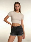 Slim Sexy Slim Fit Ripped Tassel Women Denim Shorts