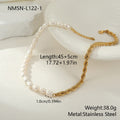 Elegant Natural Freshwater Pearl Necklace Stainless Steel Bracelet Plated 18K Gold Hand Ornament
