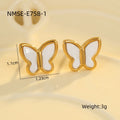 Shell Butterfly Necklace Jewelry Set Women Clavicle Chain Non Fading Ear Stud Ring
