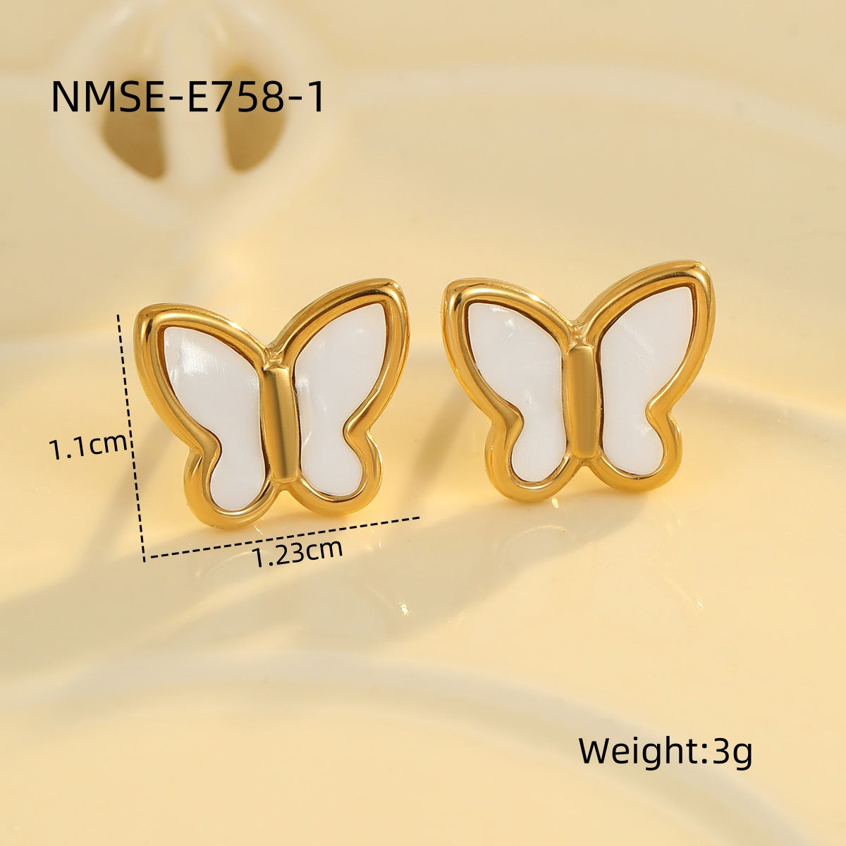 Shell Butterfly Necklace Jewelry Set Women Clavicle Chain Non Fading Ear Stud Ring