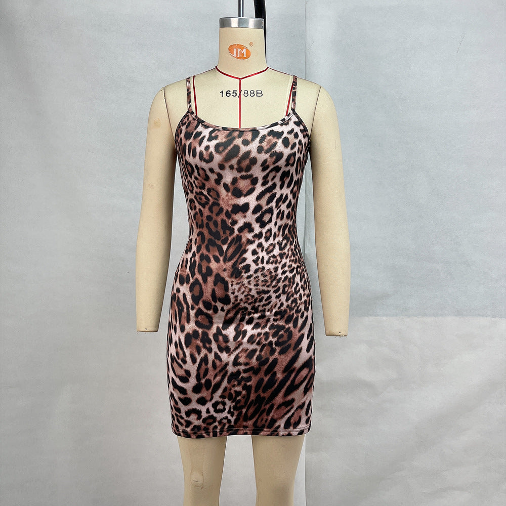Damenbekleidung Leopardenmuster Sexy Trägerloses Kleid Damen Rückenfreies Hüftkleid
