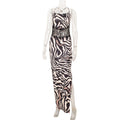 Summer Tiger Pattern Bare Back Mesh Splicing Sling Dress High Slit Beach Vacation Dress