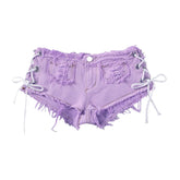 Sexy American Hot Girl Retro Low Waist Denim Shorts Women&