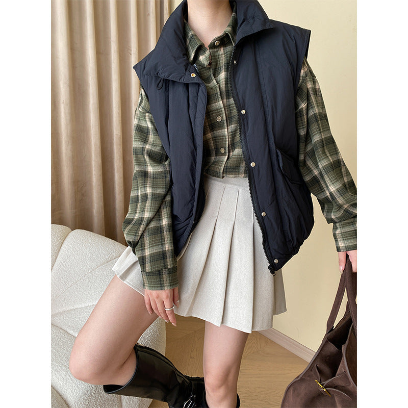 Herbst Winter Modisches Item Wollrock Dick Büro Hohe Taille A-Linien-Rock Faltenrock