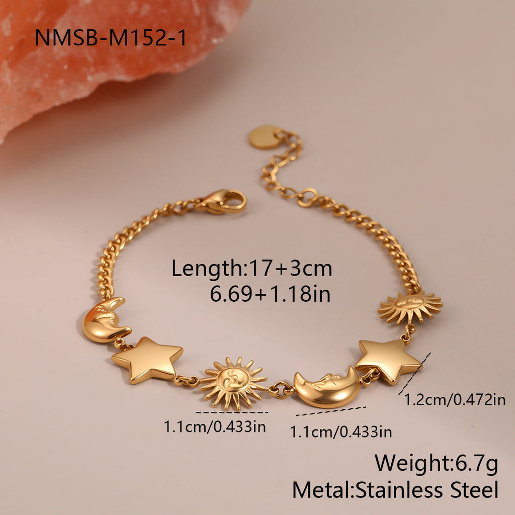 Sun Moon Stainless Steel Bracelet Light Luxury High-Grade Jewelry Non Fading Titanium Steel Ornament Women