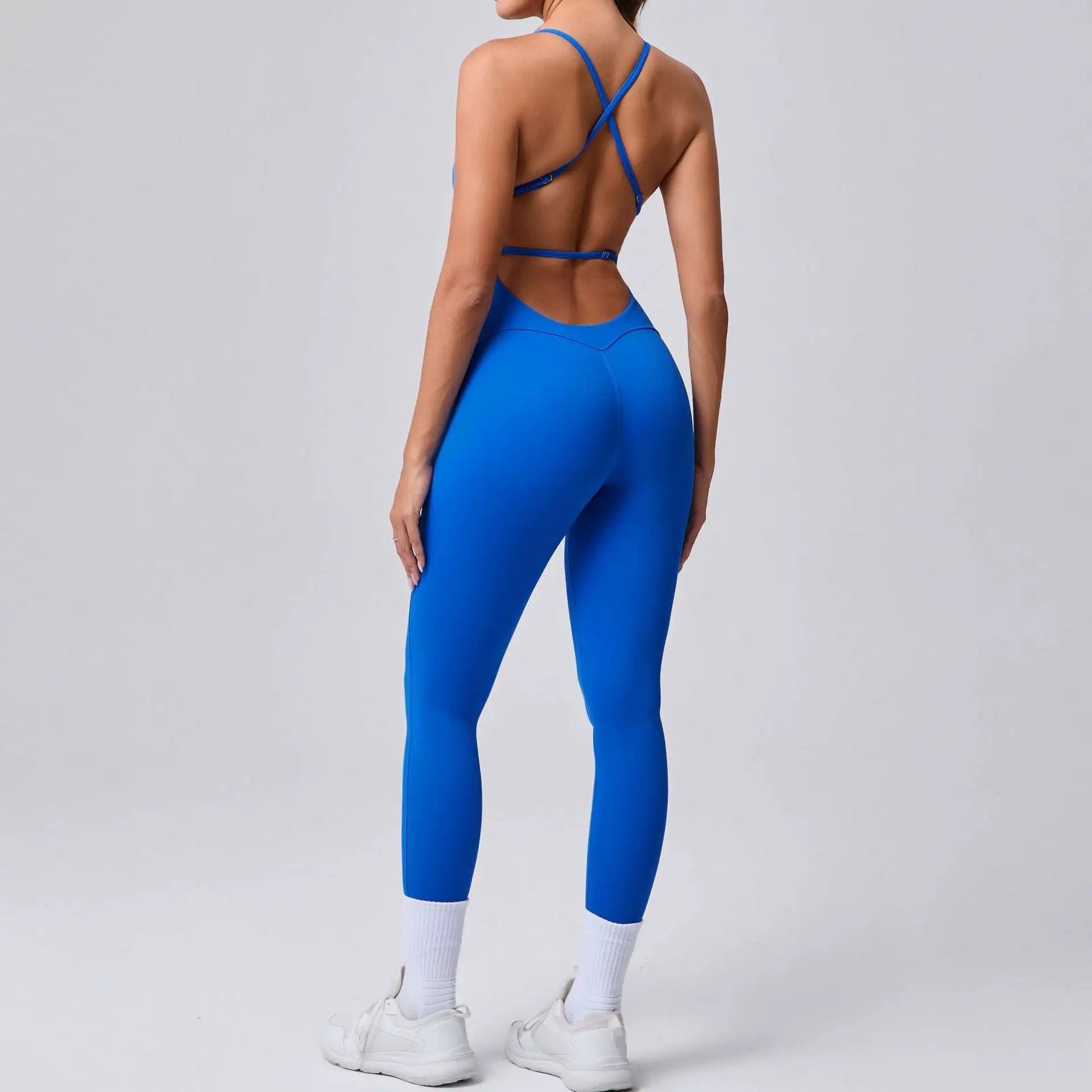 Adjustable Shoulder Strap Beauty Back Peach Hip Sports Fitness Clothes Tight Yoga Jumpsuit by Wanita Store