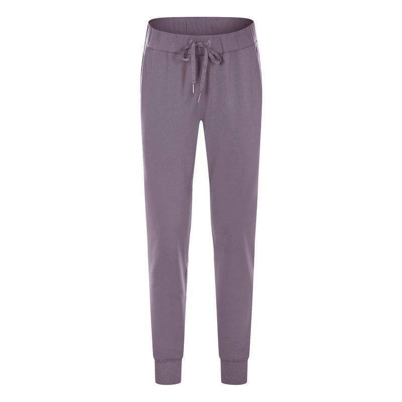 Frühling Sommer Elastische Schnür-Taillen-Yogahose Schlichte Gerade Sportliche Freizeit-Hose mit elastischem Knöchelbund für Damen
