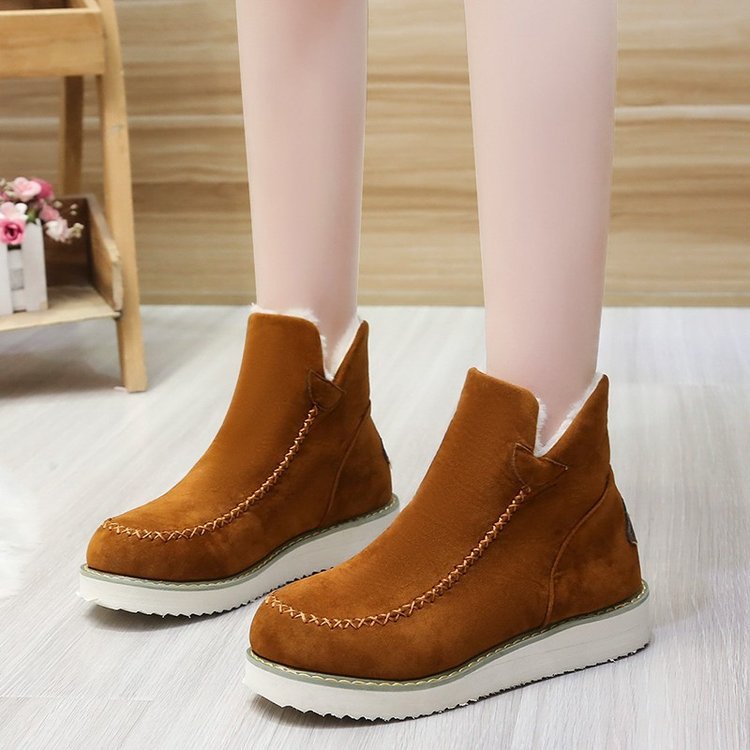 Damen Stiefel Winter Damen Plateau Baumwolle Gepolsterte Stiefel Einfarbig Schlupf Warme Stiefeletten