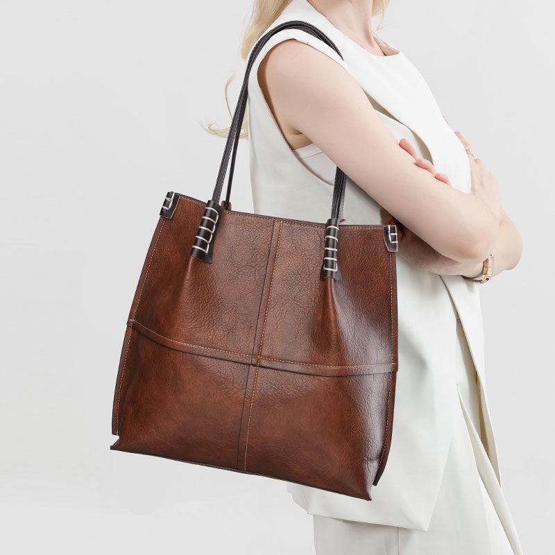 Tragetasche mit großem Fassungsvermögen, einfache Damenhandtasche mit Nähten, Umhängetasche, stilvolle Handtasche mit guter Textur