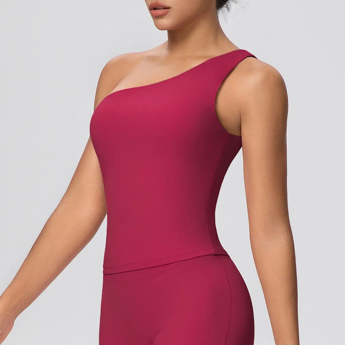 Cloud Sense Oblique One Shoulder Waist Yoga Clothes Sports Back Shaping Quick Drying Slim Fit Shaping Underwear Running Workout Vest by Wanita Store
