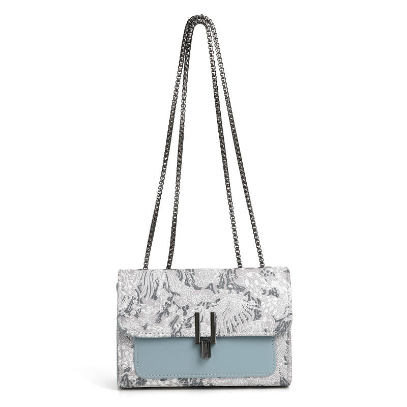 Sommer All Matching Damen Tasche Umhängetasche Bestickte Täglich Kleine Quadratische Tasche Doppellagige Kette Schulter Achseltasche