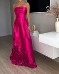 Nahtloser runder Satin Sexy Tube Top Hohes Abendkleid