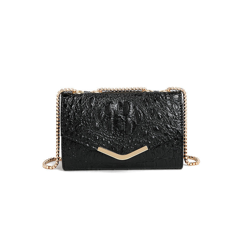 Bag Women Fashionable All Match Crocodile Pattern Chain Shoulder Crossbody Small Square Bag