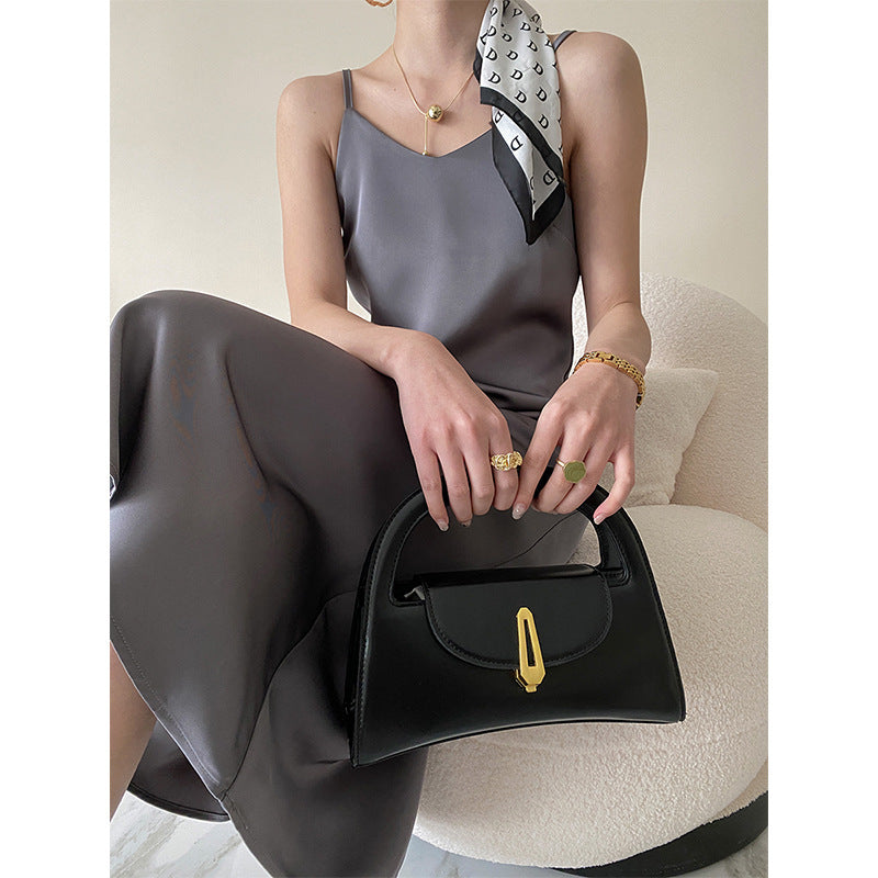 Französisches Azetat-Drapierung Satin-Cami-Kleid Lang Damenkleid Frühling