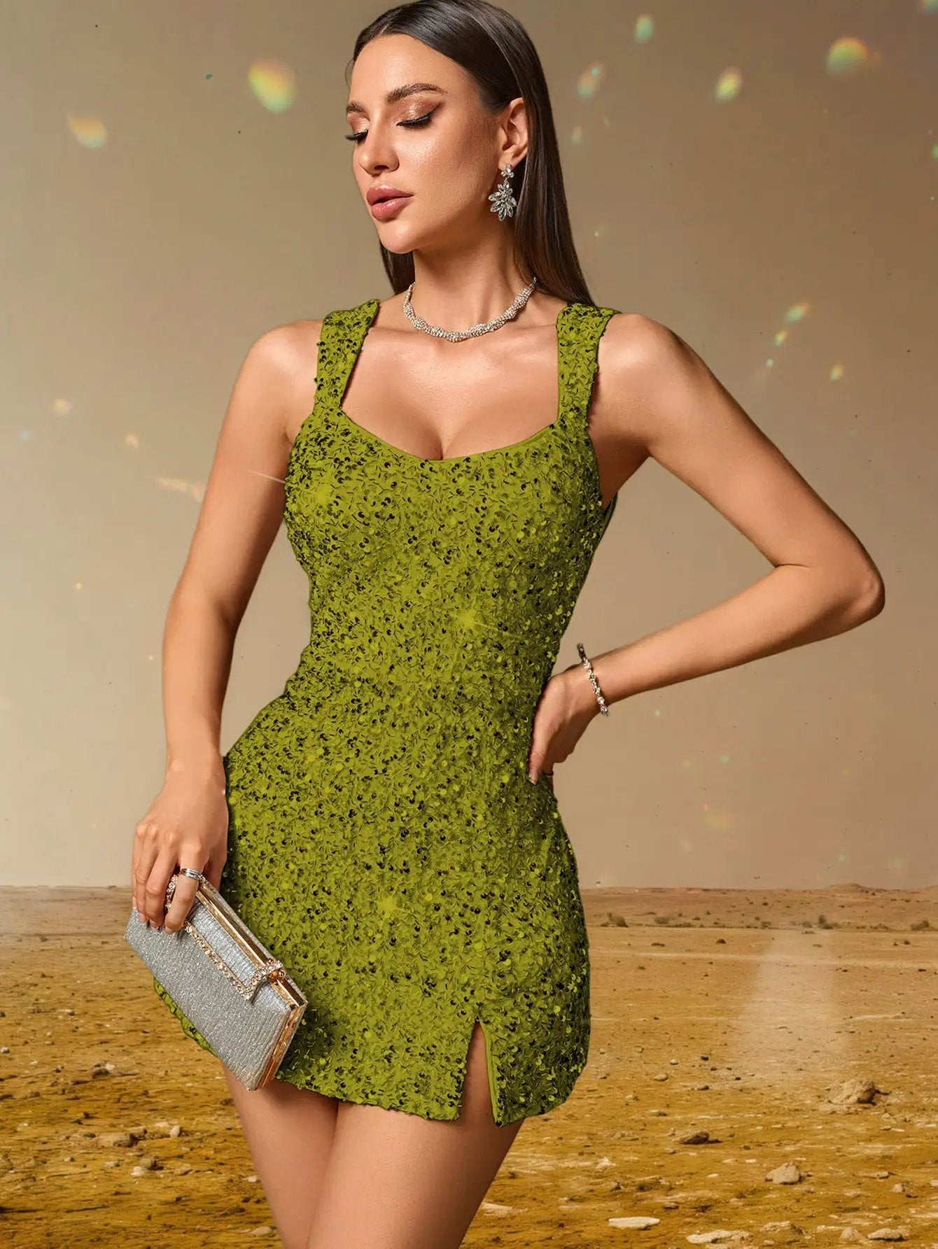 Sexy Sequined Cami Dress Women Clothing Birthday Party Dress by Wanita Store