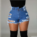 Jeans Damen Sommer Trendy High Waist Zerrissene Fransen-Shorts