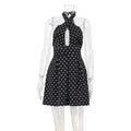 Sexy Cutout-Kleid mit Neckholder, rückenfrei, Polka-Dot-Print, Tailliert, Kurz
