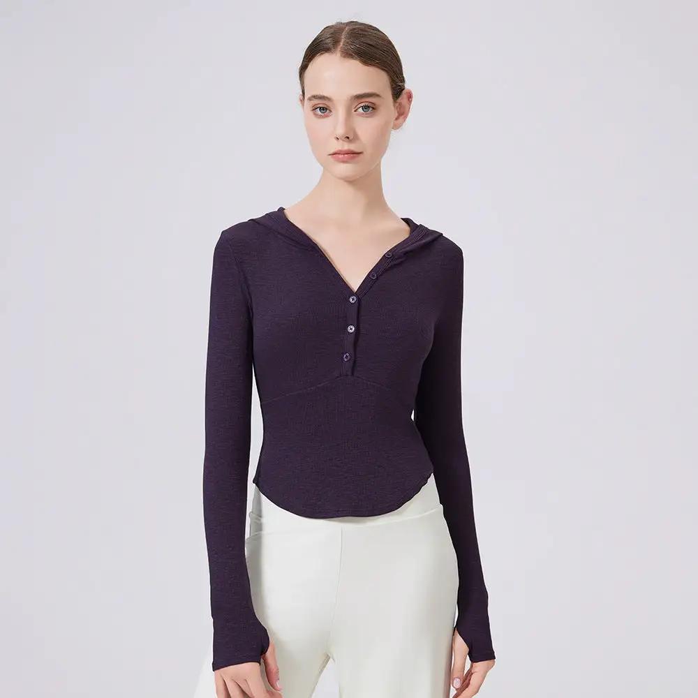 Bamboo Thread Hoodie Slimming Tops Outerwear Workout Clothes Running Yoga Slimming Long Sleeves Henry Sports by Wanita Store