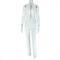 Halter Swing Collar Solid Color Commuting Pants Set Backless Lace up Top Tight Trousers Two Piece Set