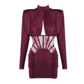 Autumn Winter Sexy Tight Elastic Satin Hip Elegant Dress
