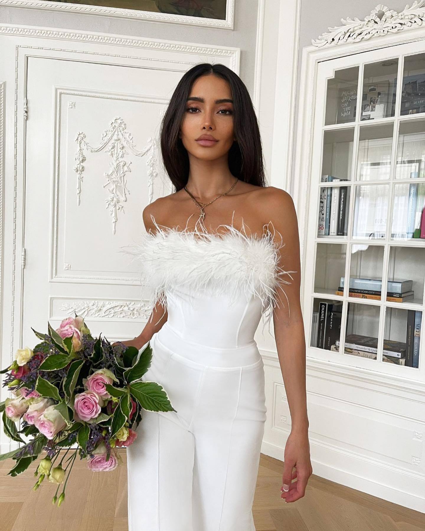 Frühjahr/Sommer Damen Kleidung Sexy tiefer V-Ausschnitt Feder Jumpsuit Lässige Hose