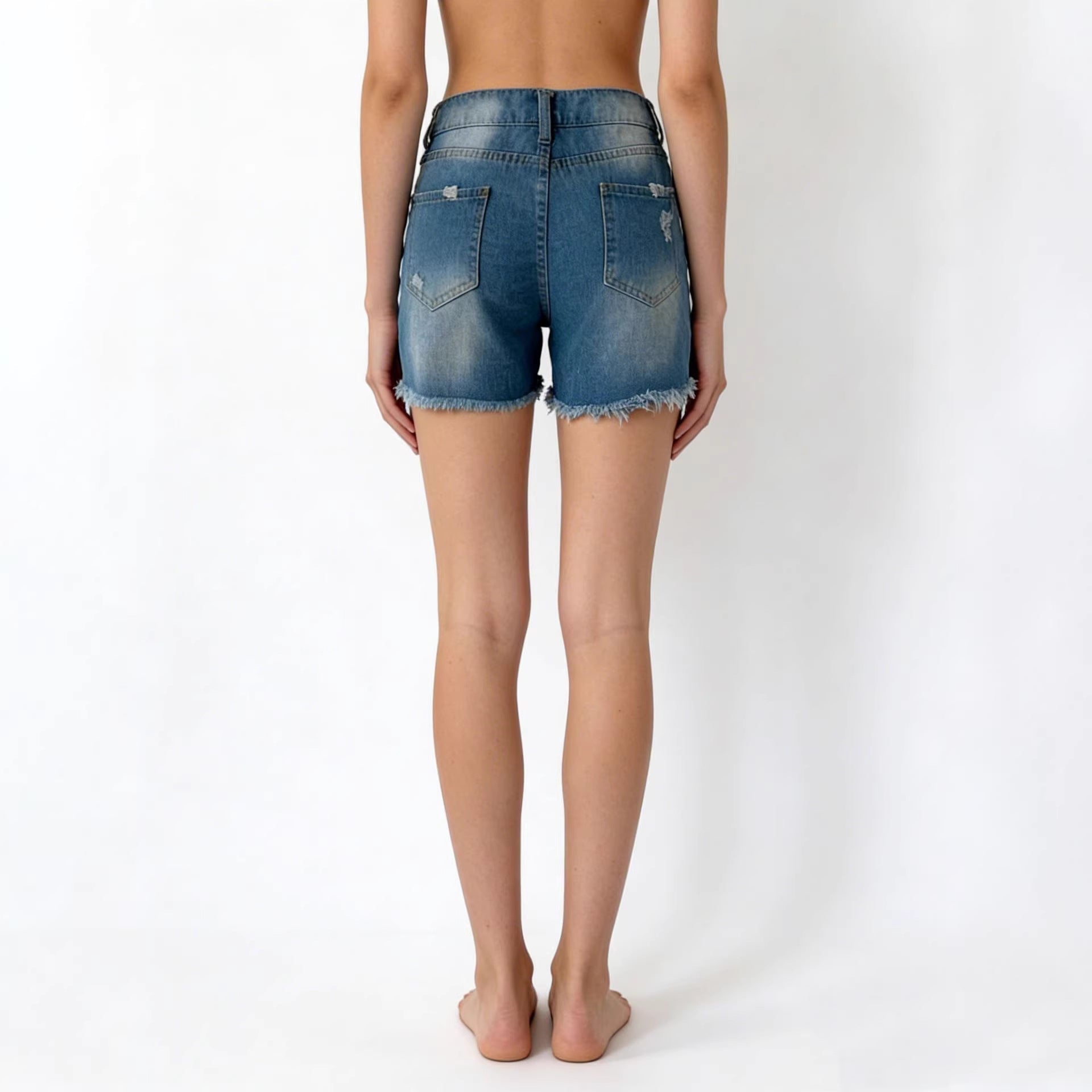 Hole Flow Baggy Denim Shorts Women Multi Color Optional