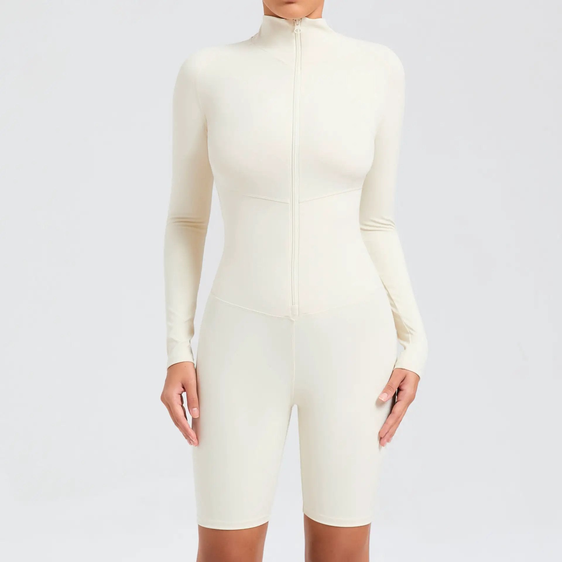 Belly Contracting Long Sleeve Zipper One Piece Dance Fitness Sports Jumpsuit Belly Contracting Close Fitting Yoga Clothes by Wanita Store