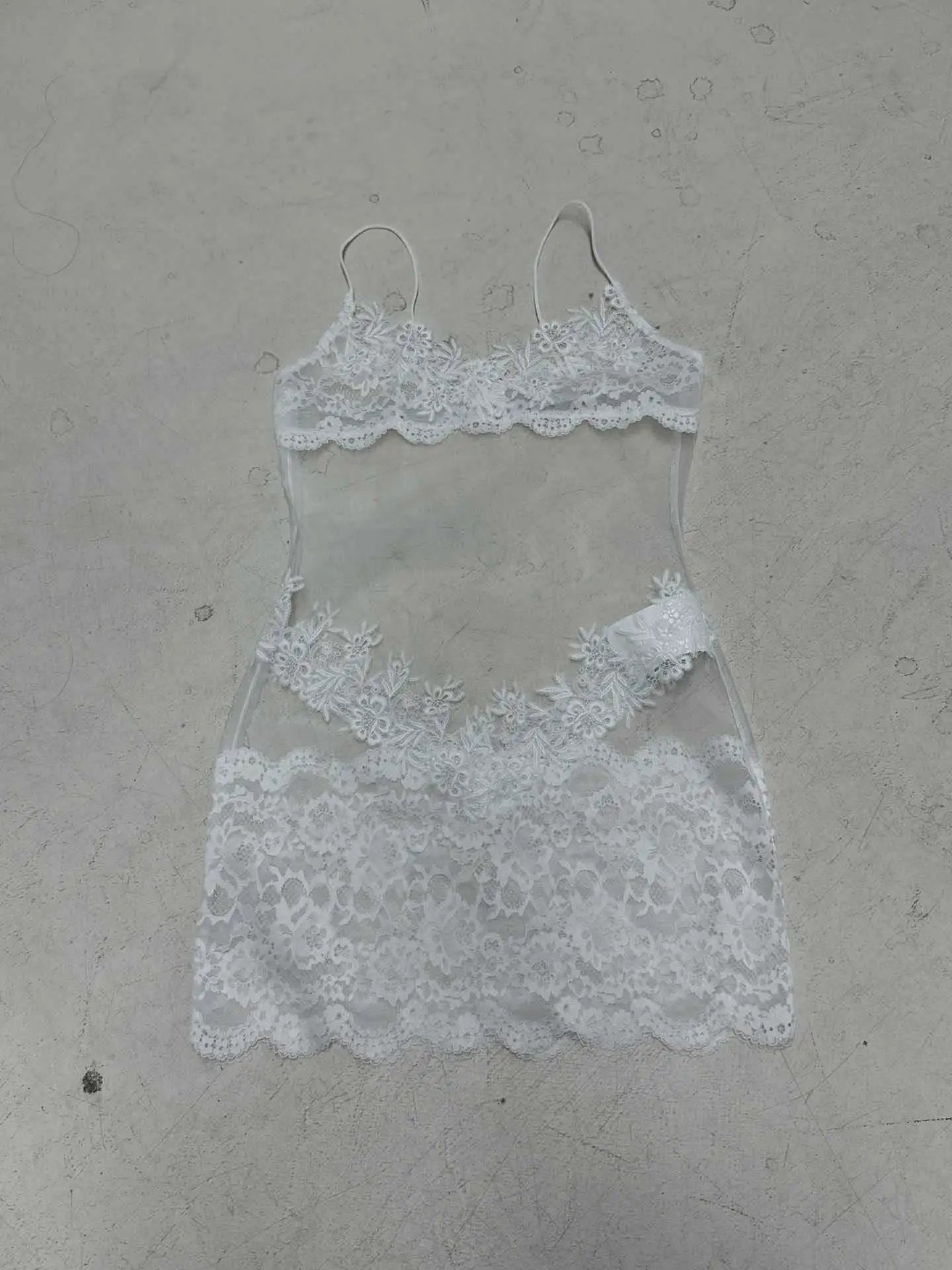 Summer Women Mesh Lace Lace Spaghetti Strap Dress See through Sexy Nightdress Vacation Maxi Dress by Wanita Store