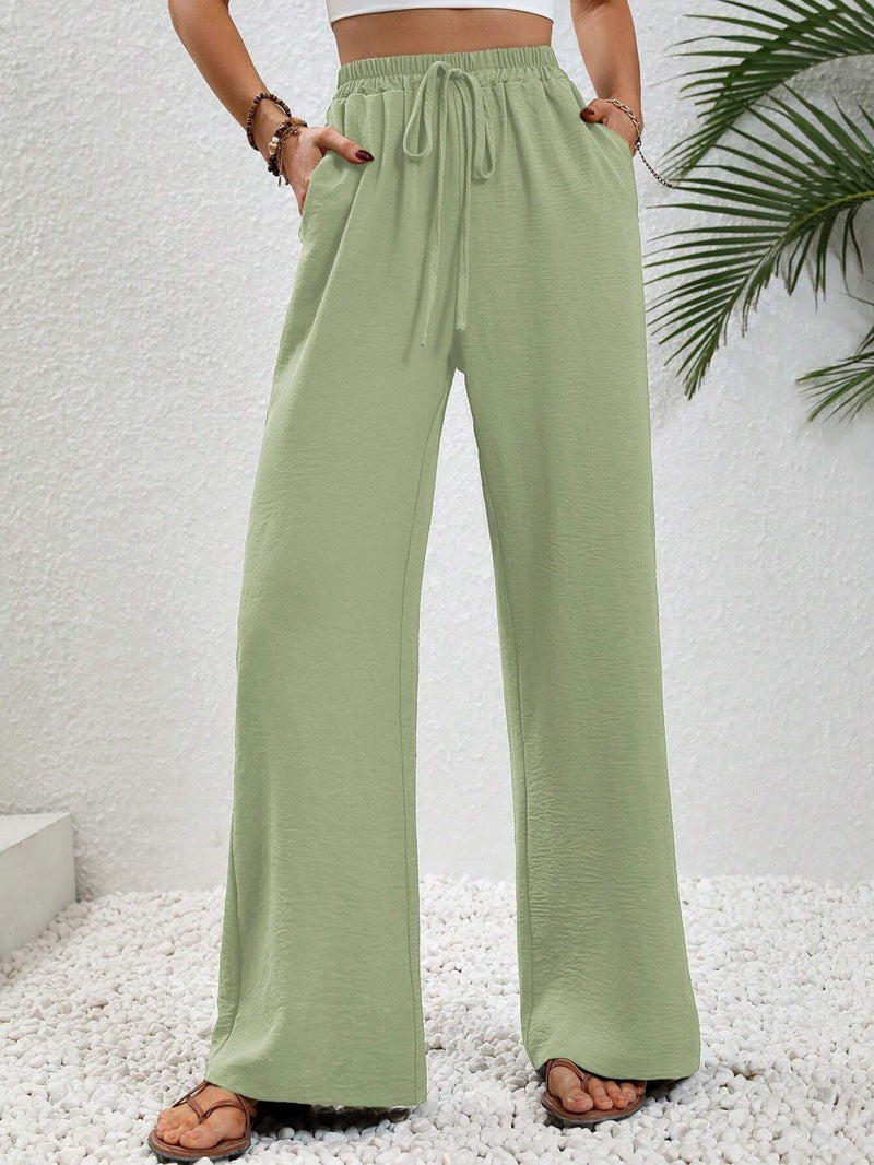 Damenbekleidung Frühling Sommer Einfarbige Mop-Hose mit weitem Bein Freizeit-Hose