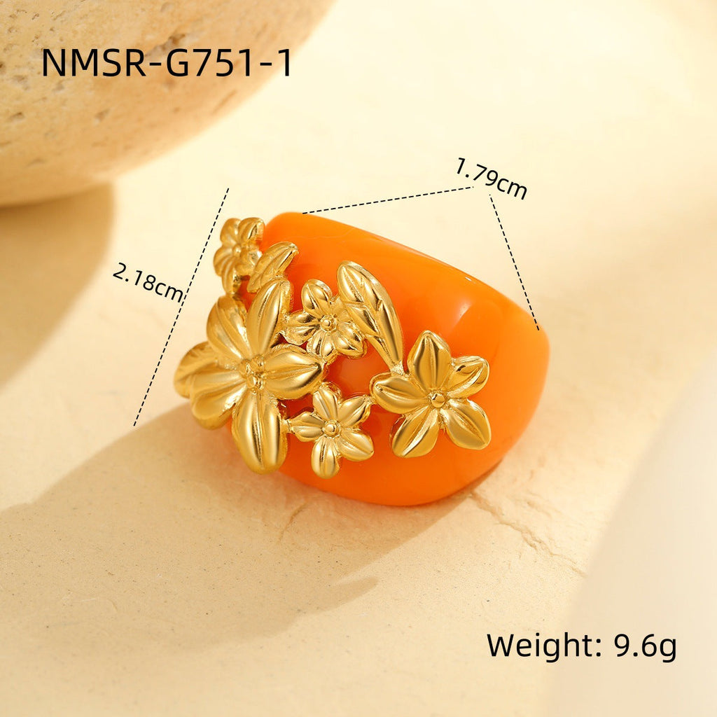 Ring Floral Design Ring Floral Brocade Bunch Light Luxury High End All Match Jewelry Popular Women