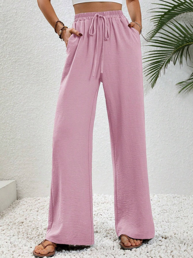 Damenbekleidung Frühling Sommer Einfarbige Mop-Hose mit weitem Bein Freizeit-Hose