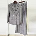 Spring Advanced Gray Heavy Embroidery Drilling Double Breasted Work Pant Two Piece Set