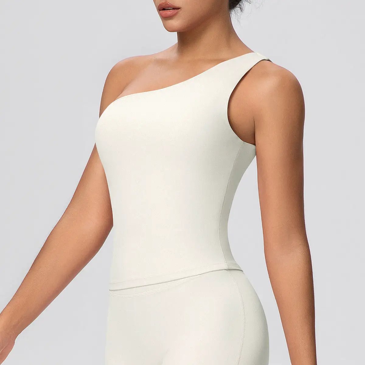 Cloud Sense Oblique One Shoulder Waist Yoga Clothes Sports Back Shaping Quick Drying Slim Fit Shaping Underwear Running Workout Vest by Wanita Store