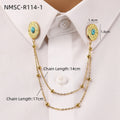 Oval Turquoise Stainless Steel Collar Pin All Match Shirt Neckline Ornament Women