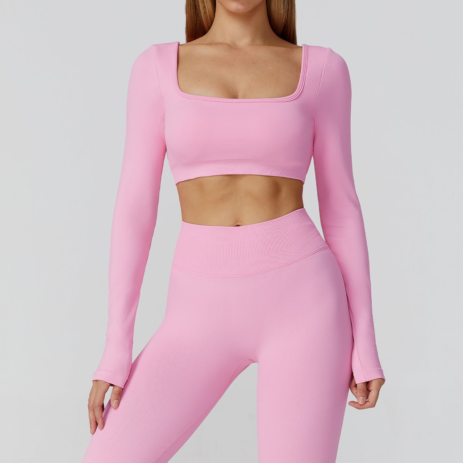 Sollinarry Slim Fit Nahtlose Yoga Kleidung Hohl Geschnitten Rückenfrei Beauty Back Yoga Langarm Damen Sport Laufen Fitness Kleidung