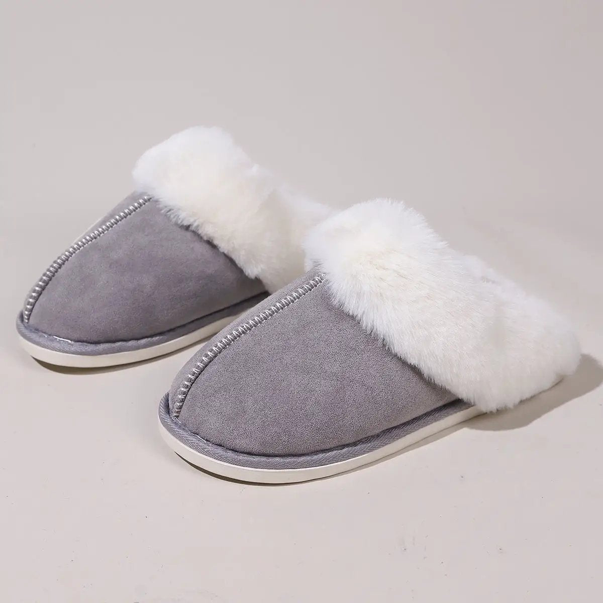 Fluffy Slippers Autumn Winter Warm Slugged Bottom Home Thickened Fleece Slippers Home Indoor Cotton Slippers by Wanita Store