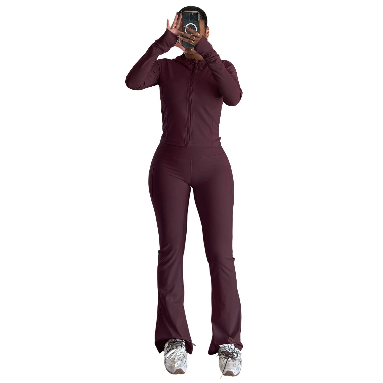 Yoga Tight Quick-Drying Fitness Pocket Zipper Yoga Clothes Outdoor Running Sports Set