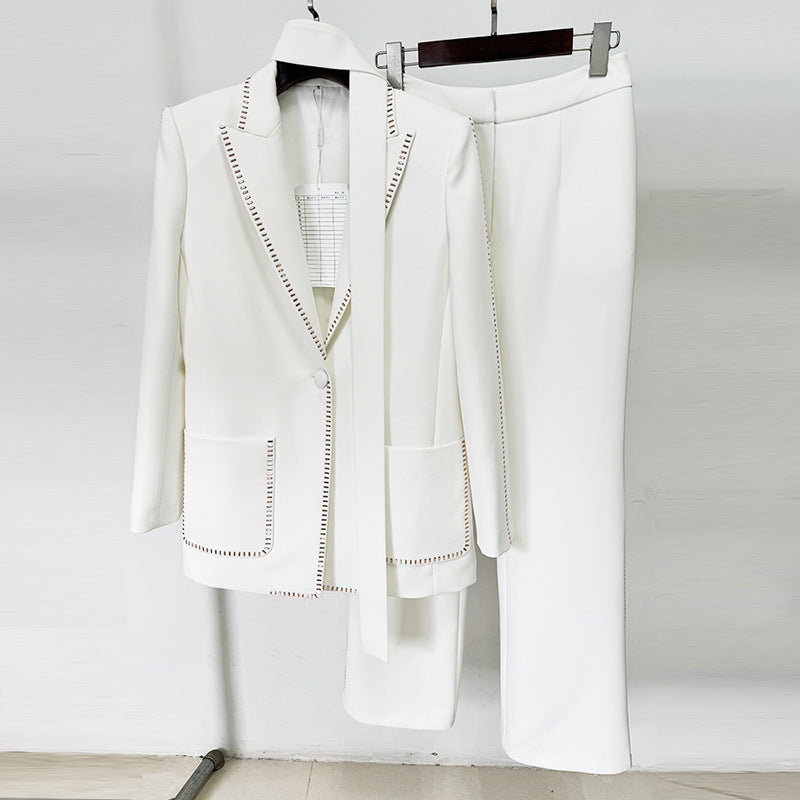 Schal Bohren Lockere Blazer Hose Zweiteiliges Set