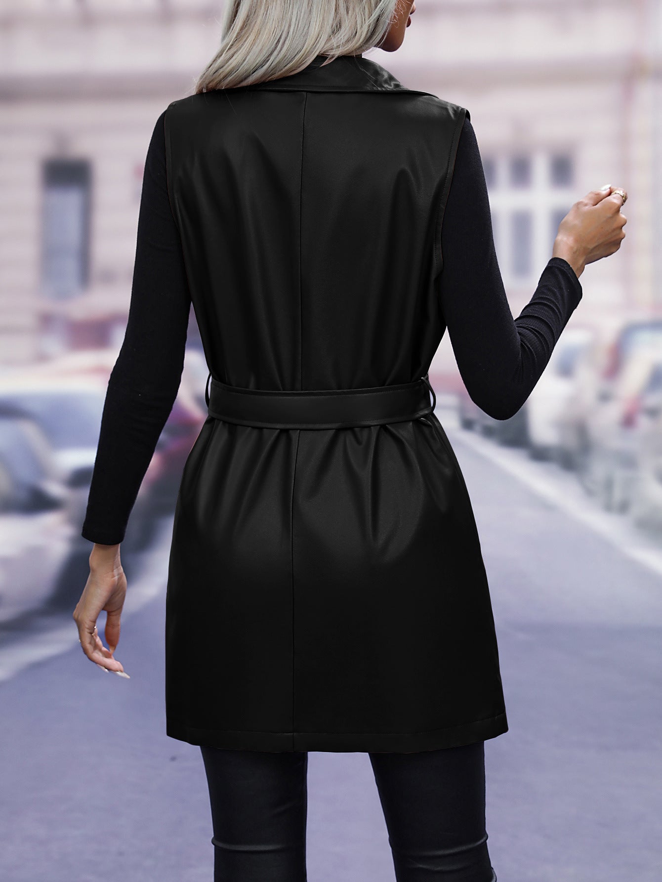 Leder Cardigan Schnür Weste Mantel Weste Jacke Top Damen Lederweste