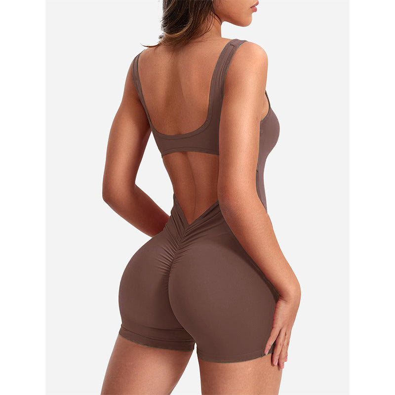 Frühling Sommer Damenbekleidung Trägerloser Rückenfreier Eng Anliegender Hüfthebender Yoga-Jumpsuit