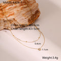 Double Layer Six Pointed Star Rhinestone Pearl Stainless Steel Necklace 18K Gold Plating Ornament