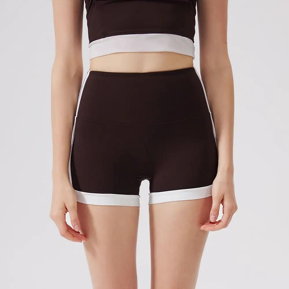 Contrast Color High Waist Peach Hip Lifting Zero Sense Pants No Embarrassment Line Sports Shorts Running Fitness Yoga Pants Women by Wanita Store