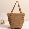 Große Kapazität Baumwollfaden Gewebte Tasche Hohl Out Cutout Schulter Strohtasche Urlaub Strandtasche Frauen Tasche