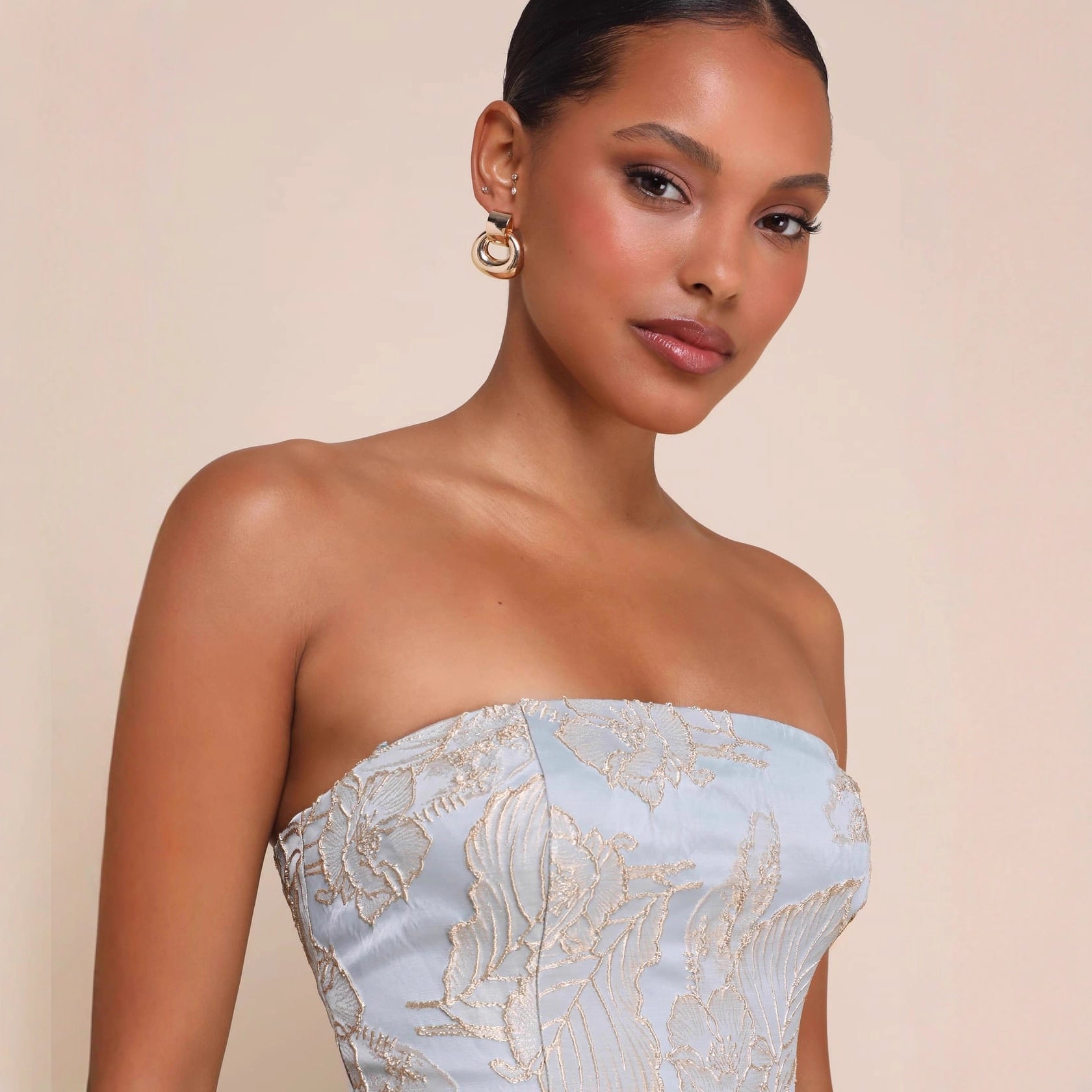 Damen Enges Tube Top Pullover All Matching Kurzes Kleid mit Hohem Bund und Blumenmuster