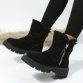 Schneestiefel Damen Trend Winter Mid Calf plus Samt Verdickung Thermische Baumwollschuhe Faux Shearling Jacke Winter Damen Stiefel